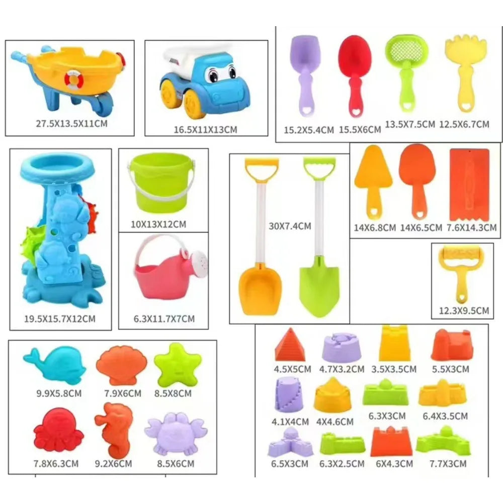 Kids Beach Toys Set with Shovel, Bucket, Dinosaur Molds (100 pcs)-1